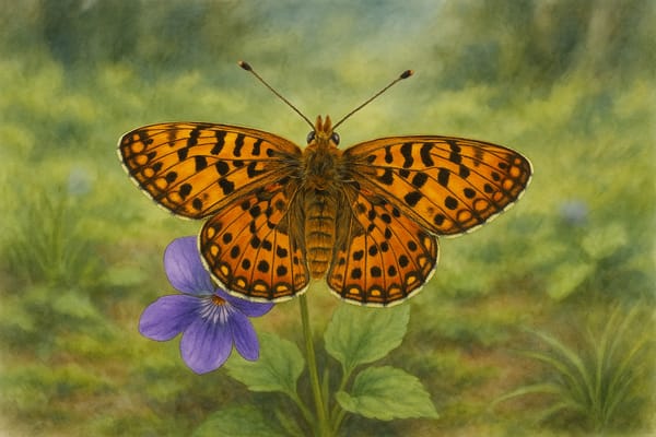 Pearl-bordered Fritillary butterfly (Boloria euphrosyne)